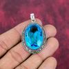 Blue Topaz Pendant, 925 Solid Sterling Silver Gemstone Jewelry, Handmade Pendant, For Thanksgiving