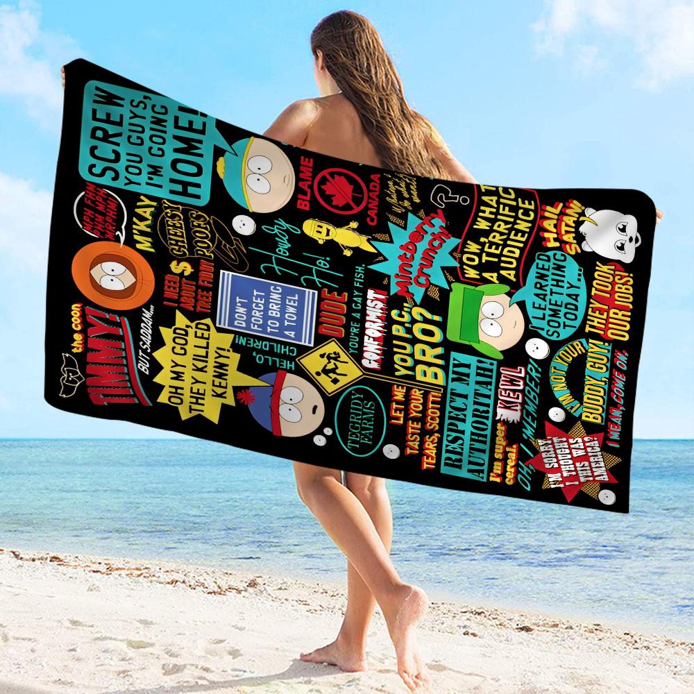 South Cartoon Parke Microfiber Beach Towel Absorbent Quick Dry Soft Yoga Swimming Resort Mountain Climbing Towel