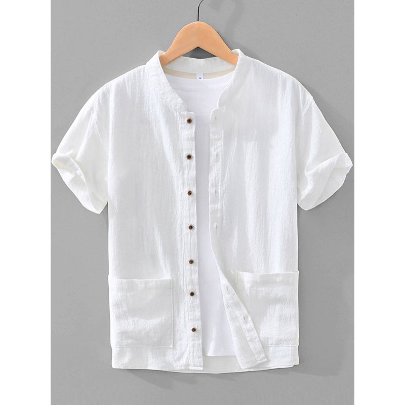 New Chinese Style Retro Cotton Linen Stand Collar Short sleeve Shirts Men's Japan fashion Artistic Summer Shirt Outerwear Thin