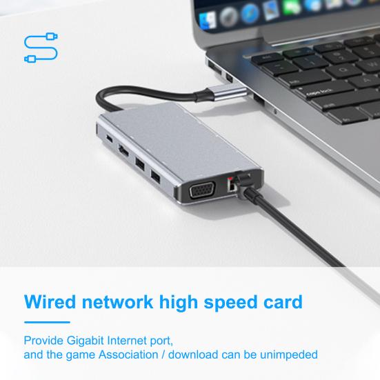 11-in-1 USB C Hub Universal Type-C Adapter Dongle High Speed Mini Docking
