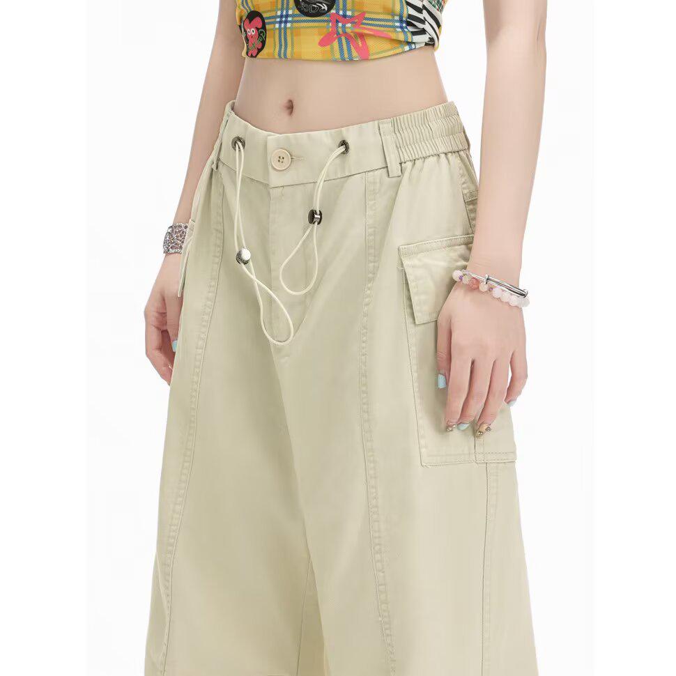 2026 Women's Korean Style Loose Casual Pants - Trendy, Versatile Spring/Summer Drop-Weight Straight Leg Cargo Pants.