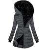 Damen Winterjacke mit Kapuze, langen Ärmeln und mittellanger Reißverschlussjacke aus Samt und Baumwolle