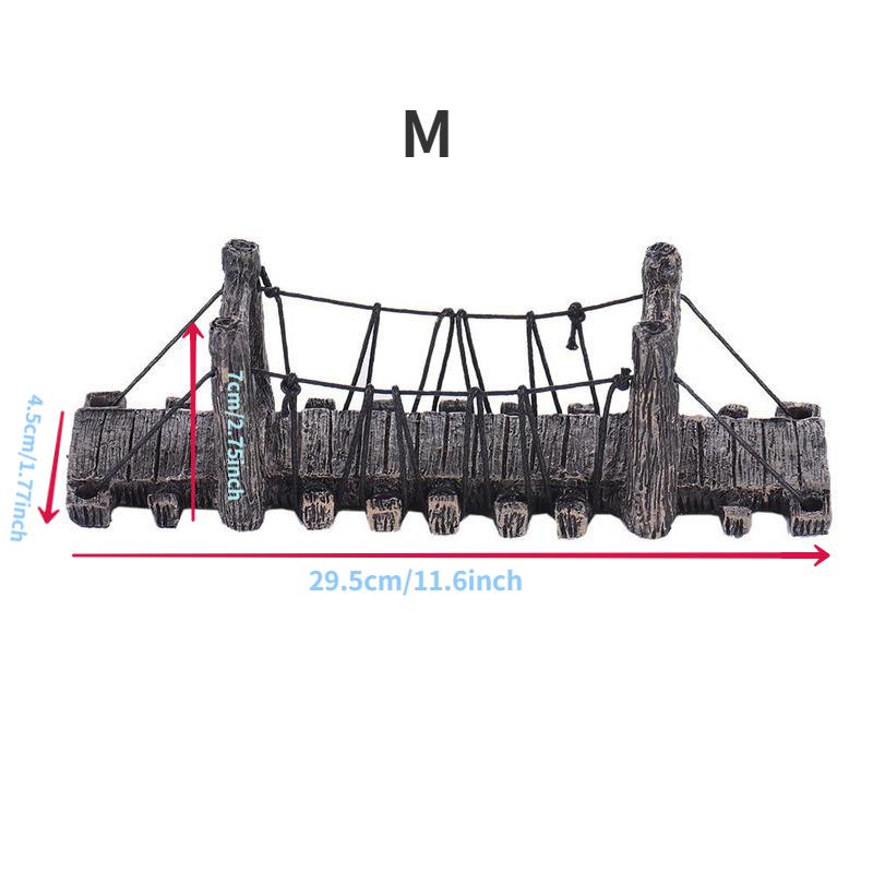 1PC Simulation Fish Tank Mountain Suspension Bridge Resin Small Rope Bridge Fish Tank Decoration