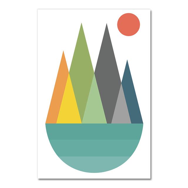 Modern Style Coloful Geometry Image Wall Art Prints Triangle Rectangle Canvas Paintings Home Decor Poster Workingroom No Frame