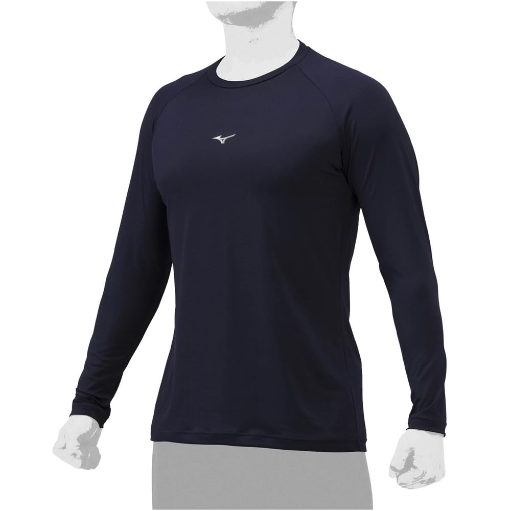 

Mizuno Loose Fit Long Sleeve Low Size L Undershirt, Neck, 12jaax7314, Navy,