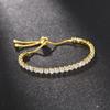Stainless Steel Zircon Inlaid Adjustable Bracelet - Fashionable, Elegant, Colorful Hand Jewelry