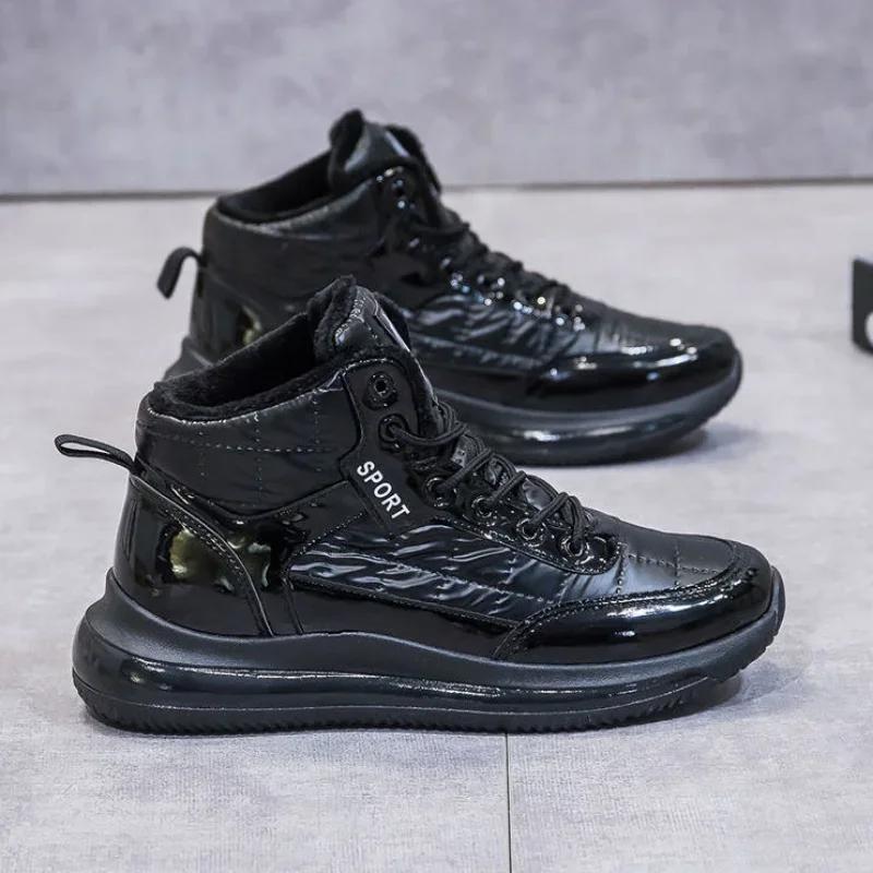 Tênis Sapatos para Mulheres Preto Feminino Esportes Botas de Neve Elegantes Com Salto Médio Em Promoção Alta Qualidade Tamanho Grande Quente Deslizamento