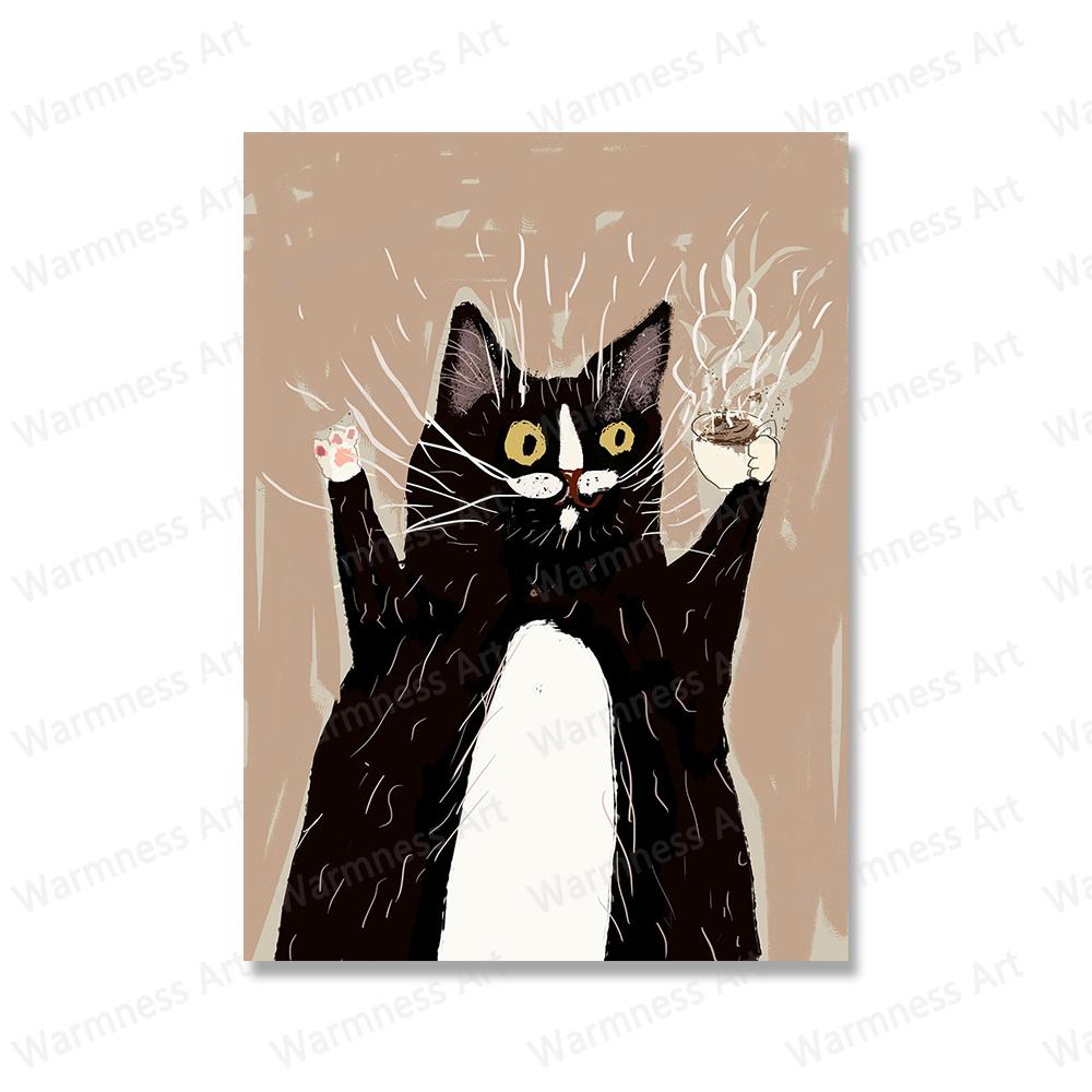 

Happy Birthday Cat Posters And Prints Nordic Wall Art Funny Coffee Time Cats Canvas Painting Pictures For Living Room Decoration No Frame 21*30cm No Frame