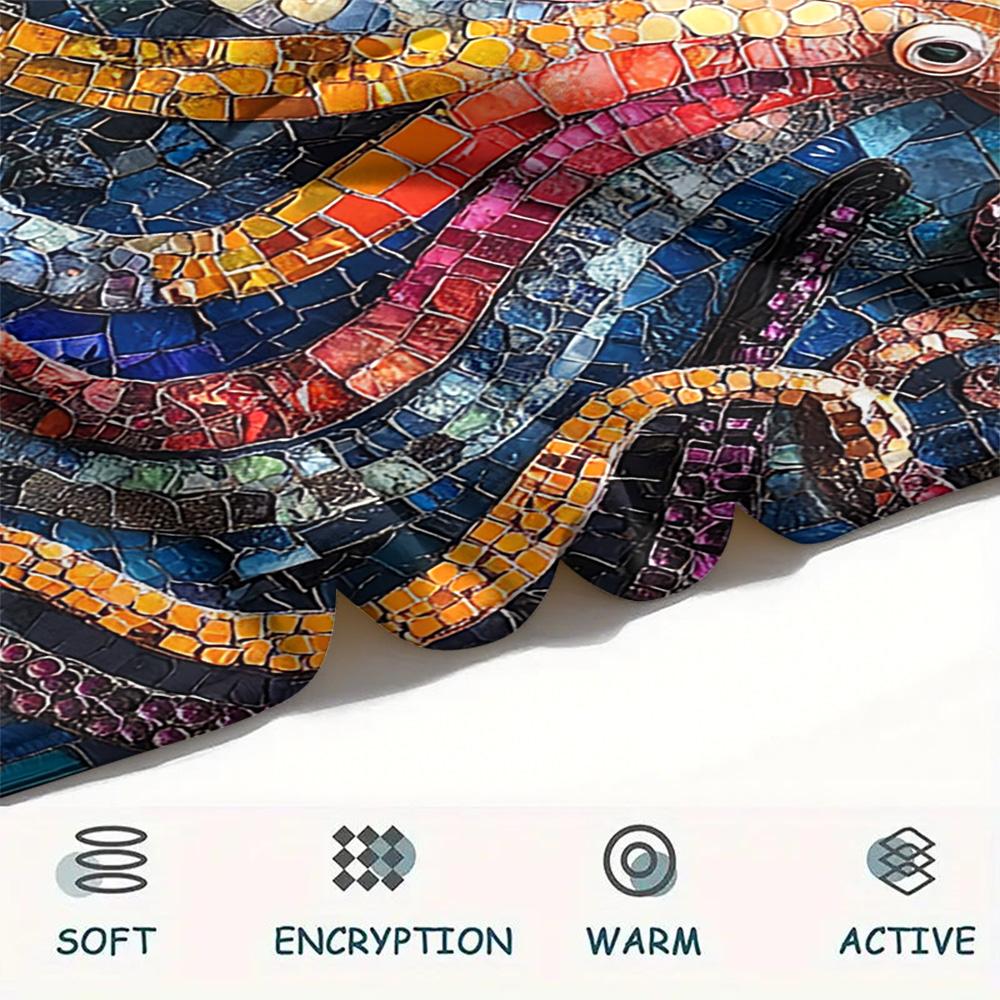 Octopus Print Flannel Blanket, High quality Comfortable for All Seasons, Home Decor, Warmth and Comfort, Perfect for Christmas Gifts