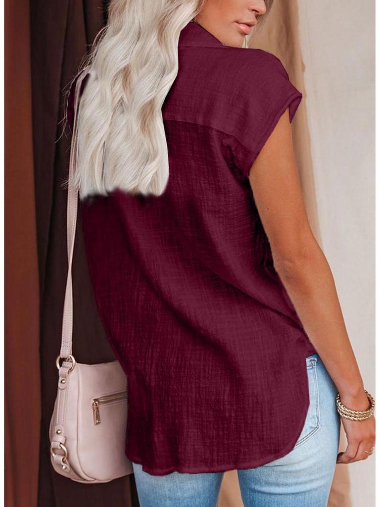 Summer 2026 Solid Color Single-Breasted Sleeveless Lapel Shirt