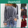 Tek Renk Kadınlar İçin Şık Bol Omuz Dekolteli Fiyonk Detaylı Sweatshirt