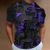 Camiseta Masculina de Verão com Estampa 3D Gola Redonda Moda Versátil Respirável Tendência Casual