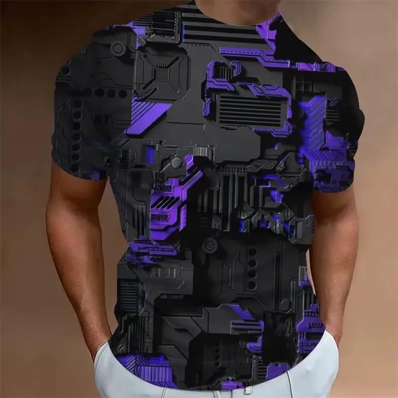 Camiseta Masculina de Verão com Estampa 3D Gola Redonda Moda Versátil Respirável Tendência Casual