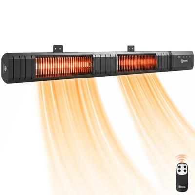 Infrared Radiator 3000W Wall Mounted IP65 Remote Control LED Screen Timer 9 Levels 102.4 X 10 X 5.5 Cm Black