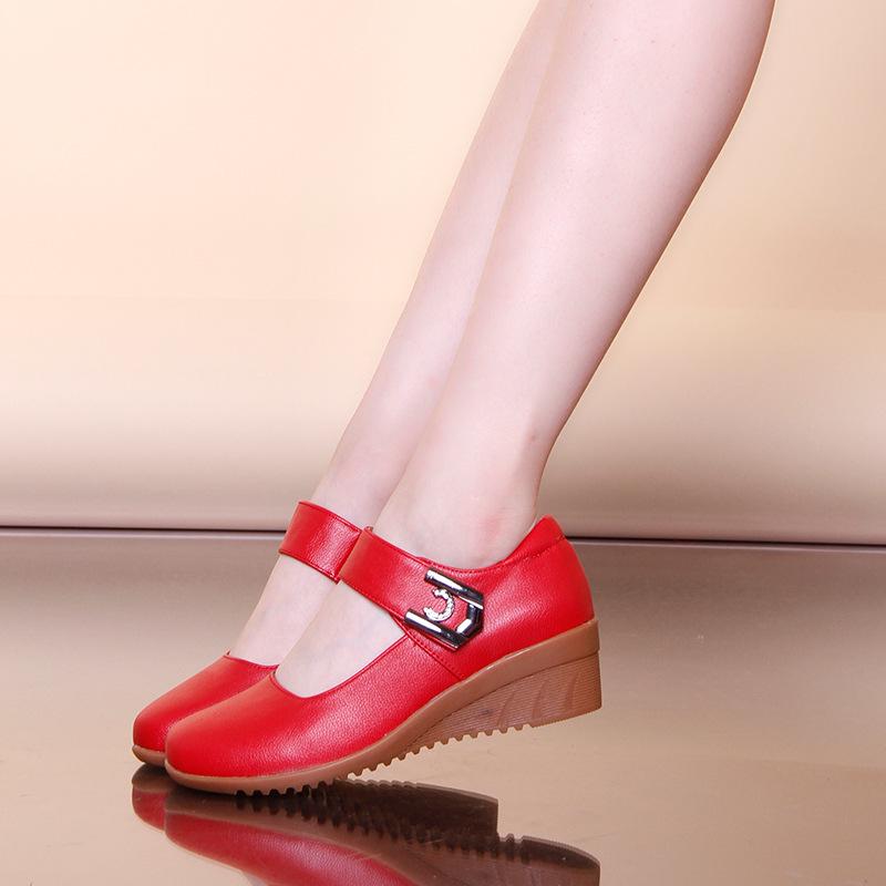 Women High Heel Shoes Mary Jane Wedges Ankle Strap Round Toe  Dance Shoes Soft Sole Comfortable Ladies Dancing Shoes