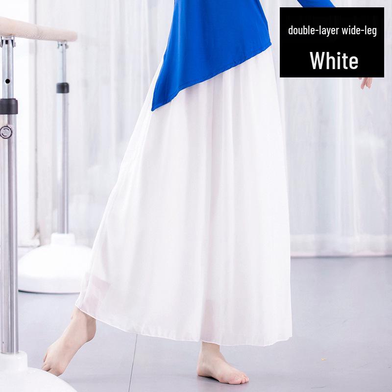 

Женские танцевальные брюки-юбка из шифона с высокой талией - Двухслойные, Свободного кроя, Для выступлений и тренировок One Size белый