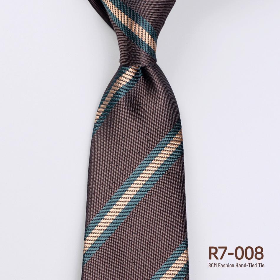 Versatile Retro Striped Tie for Men - Hand-Knotted British Korean Style In Brown, Green, and Blue for Business and Formal Wear.