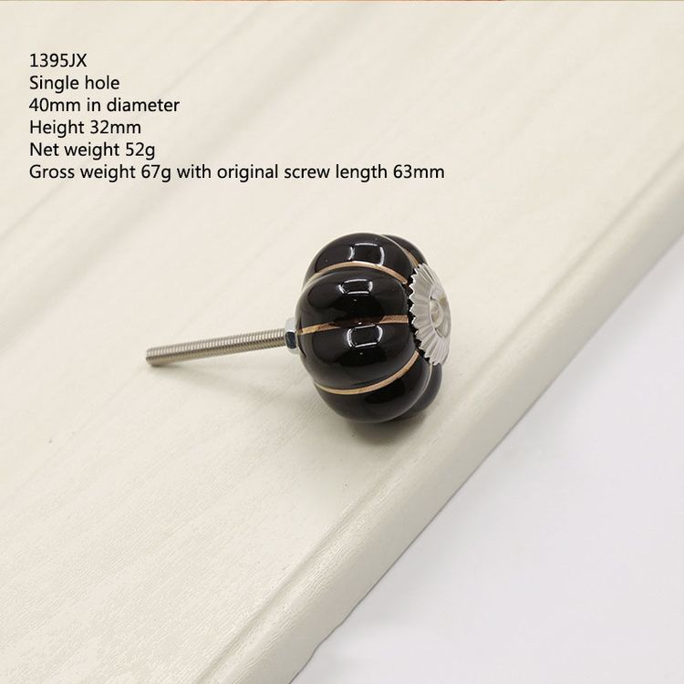 Color Ceramic Through Hole Pumpkin Handle Knobs Light Luxury Modern Minimalist Drawer Cabinet Wardrobe Cartoon Art Handle Knobs