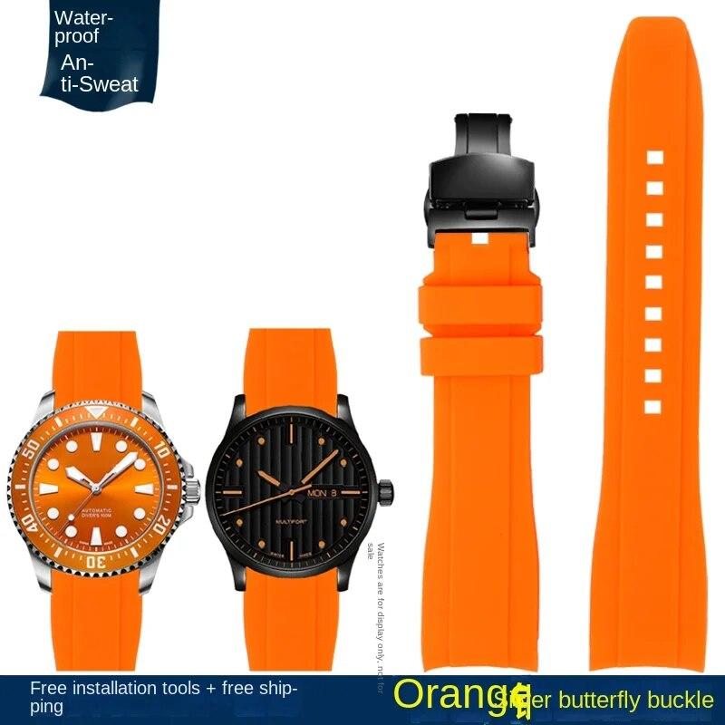 

Силіконовий каучуковий ремінець із загнутим кінцем для чоловіків Rolex Water Ghost seiko citizen tissot 20 мм 22 мм спортивний браслет універсальний ремінь 24mm