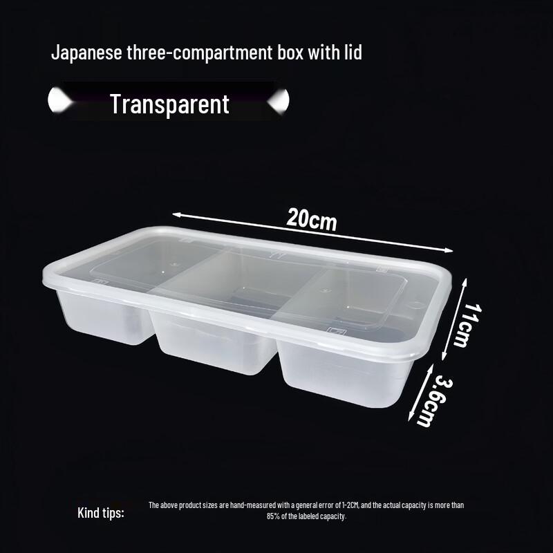 Yueyong Disposable 3-Compartment Rectangular Takeout Meal Boxes (150 Sets)