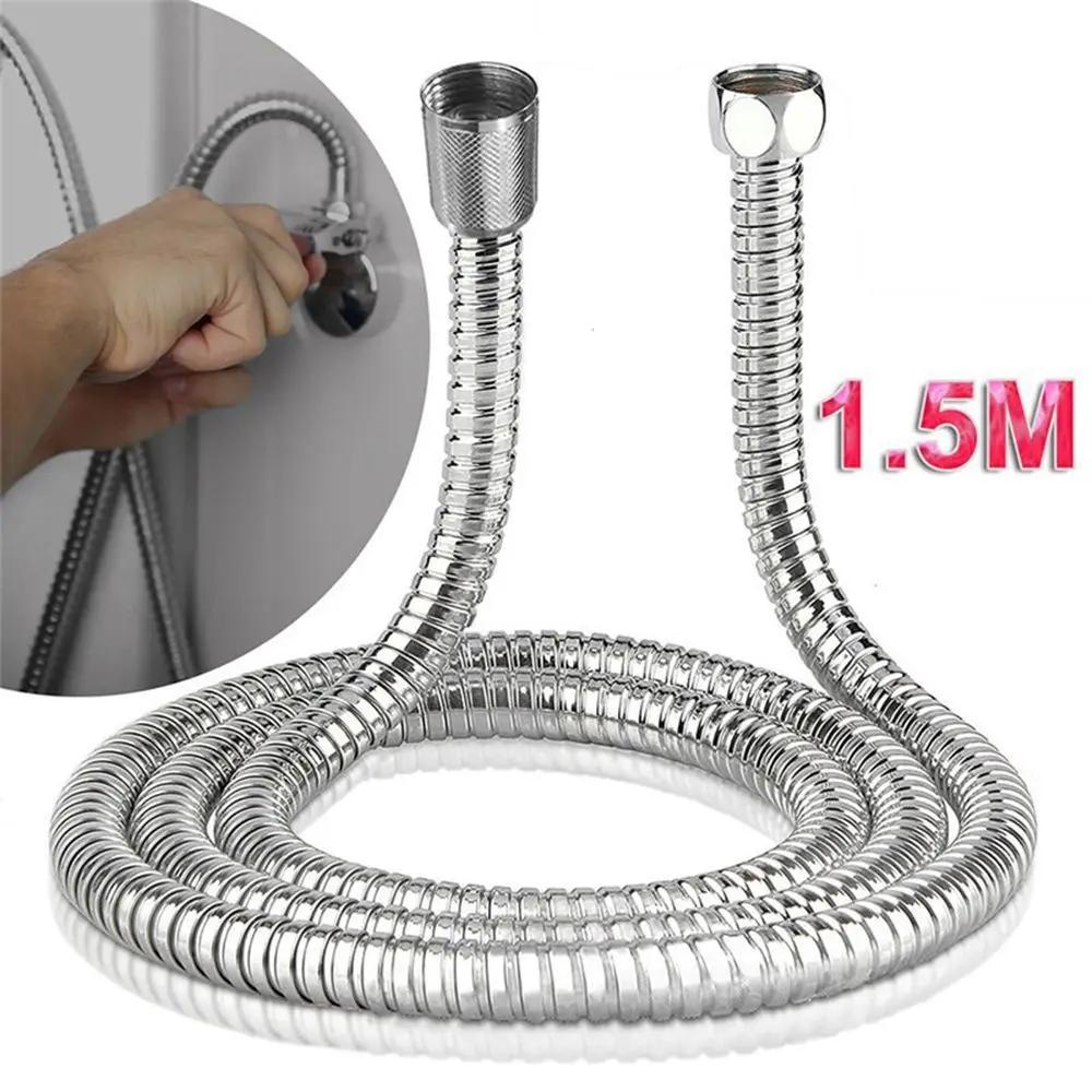 1.5m Durable Chrome Plated Bathroom Supplies Shower Tube Flexible Plumbing Hoses Water Pipe
