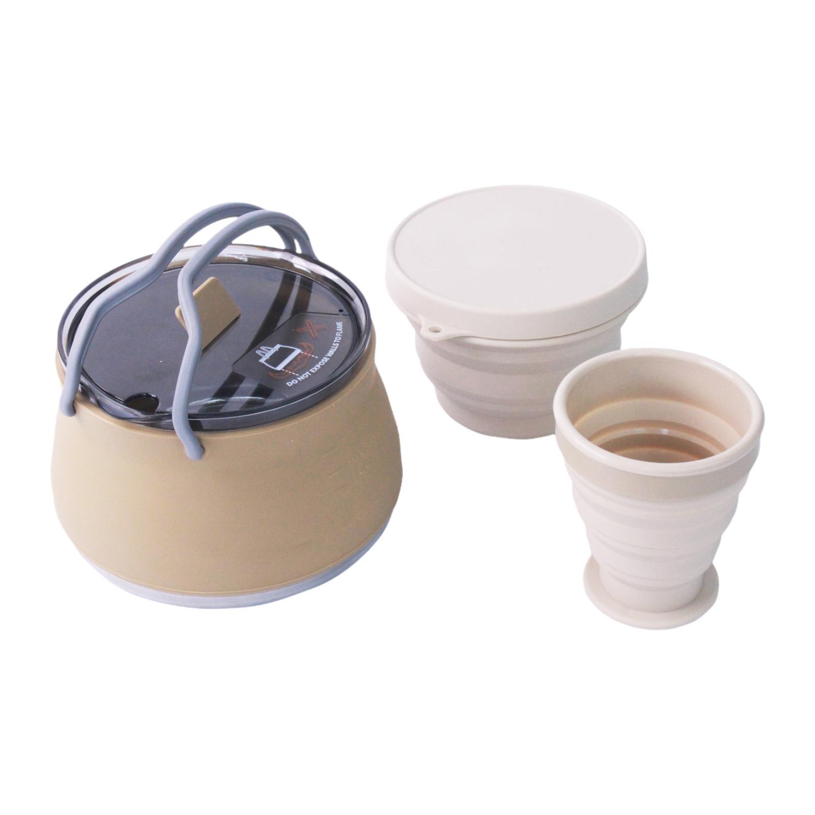 

Collapsible Camping Kettle Compact Tea Pot for Outdoor Backpacking Traveling хаки