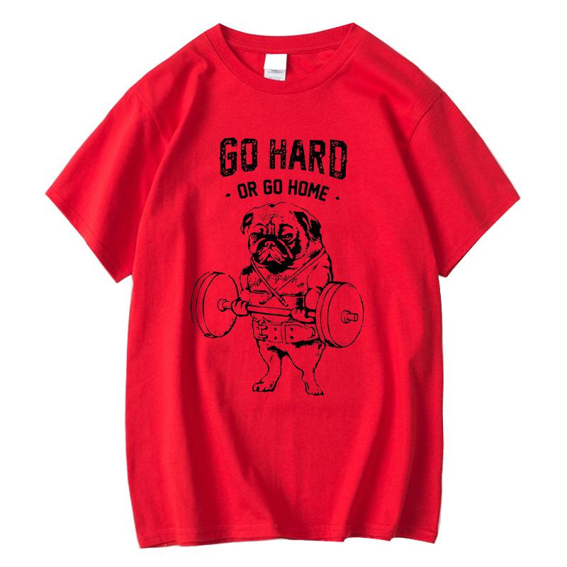 100% Baumwolle Lässiges Mopsleben Herren T-Shirts Mode Nach Hause Gehen Oder Vollgas Geben Herren T-Shirt Oberteile Herren Lockerer Herren T-Shirt Lässiges Sommer