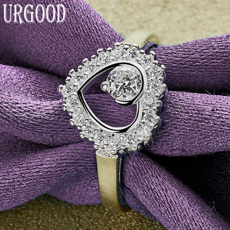 925 Sterling Silver Romantic AAA Zircon Heart Ring Gift Fashion Jewelry