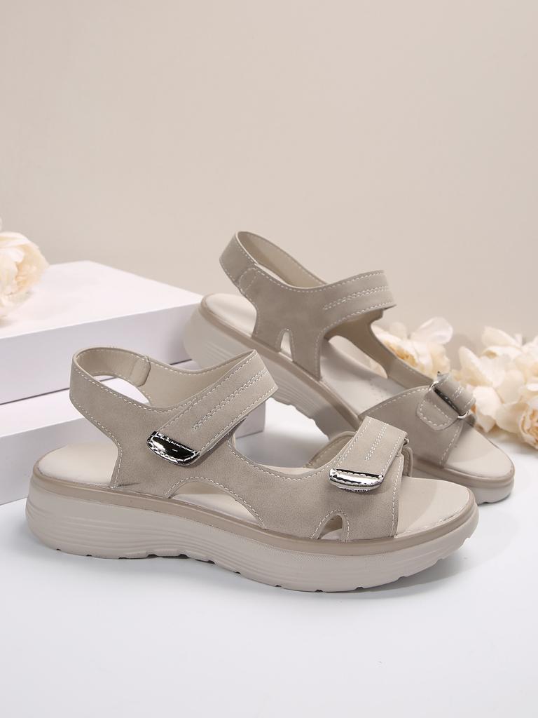 Women's PU Flat Sandals Rubber Soft Sole Open Toe Slingback Sandals Beach Leisure Light Sandals Sandalias De Mujer Plus Size New