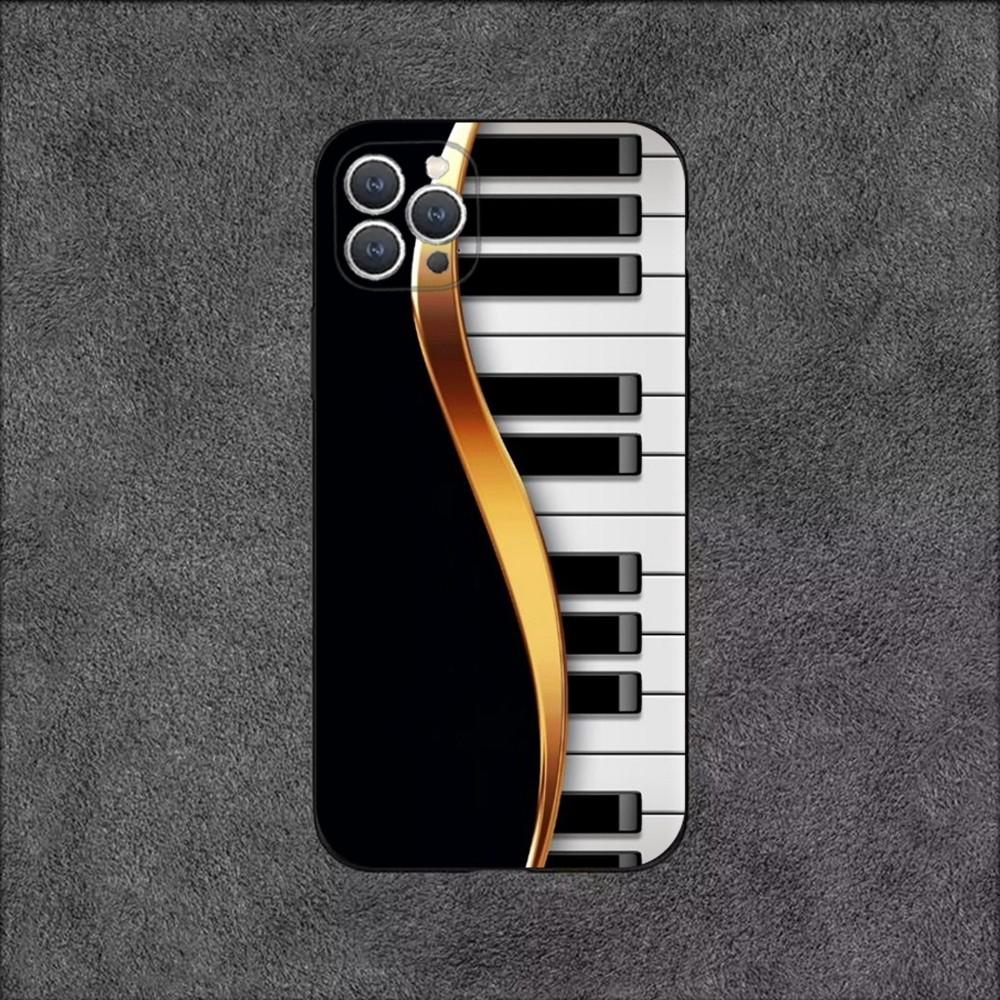 Piano Keys Notes Phone Case For iPhone 16,15,14,13,12,11,Plus,Pro Max,XS,X,XR,SE,Mini,8,7 Soft Silicone Black Cover
