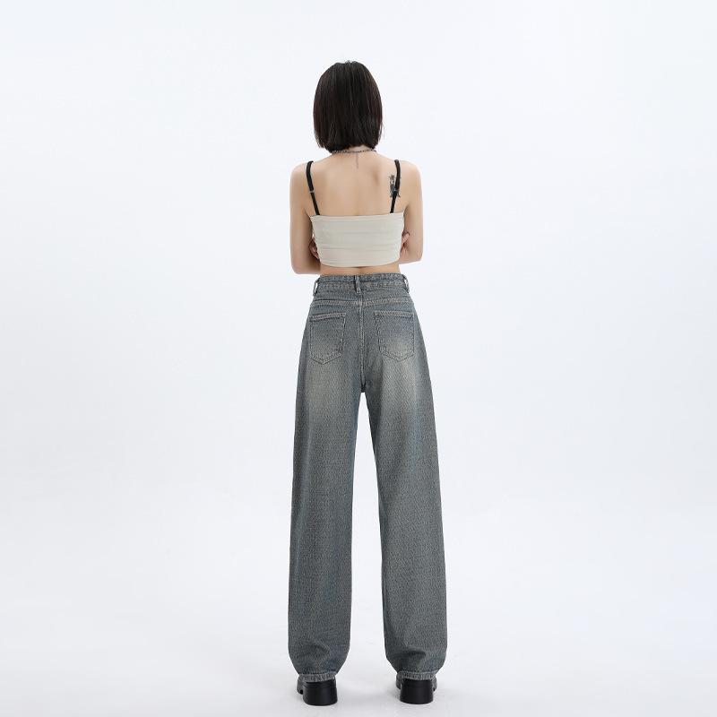 Weitbeinige Jeans für Damen im Frühling und Sommer Bodenlange Hosen für Damen im Frühling und Sommer High Waist Straight Pants für Damen im Frühling und Sommer