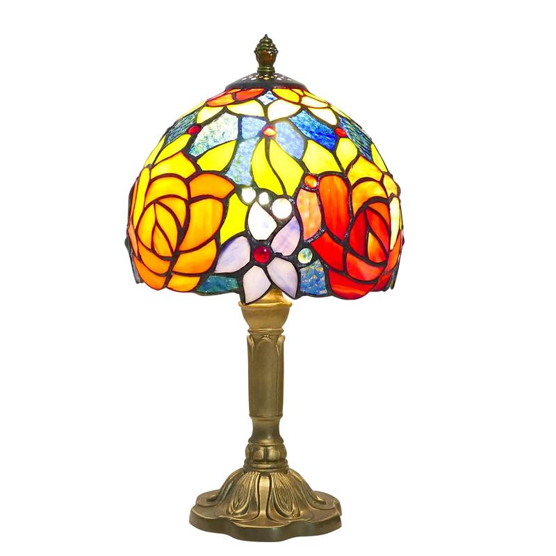Tiffany Table Lamp Desk Lamps Double Color Roses Vintage Reading Lamp for Baroque Handmade Stained Glass Gifts Resin 12w