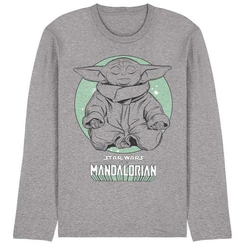 Star Wars: The Mandalorian Unisex Adult Grogu Yoga Pose Long-Sleeved T-Shirt