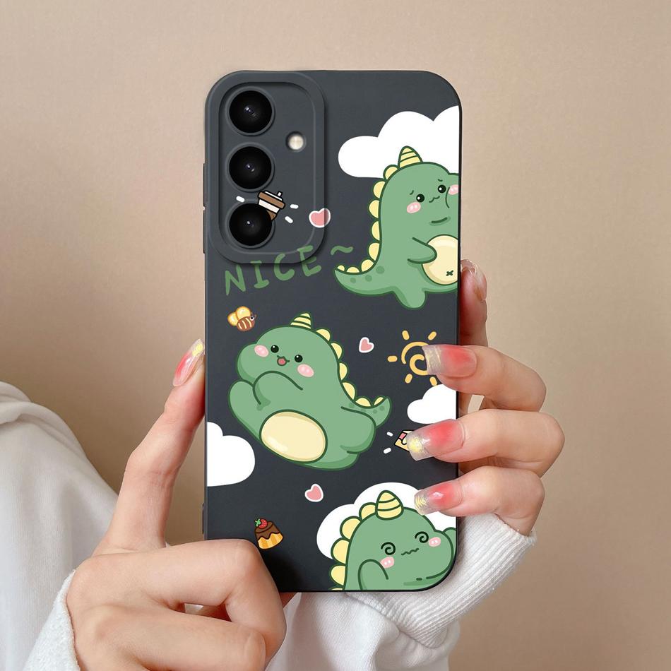 Case For Samsung S24 Plus Ultra Dinosaur Soft Liquid Silicone Lens Protection Anti Choc Cover For Galaxy S 24 S24+ S24Ultra Capa
