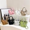 Summer New High-end Fashion Lock Bucket Bag Portable Shoulder Messenger Women's Bag Free Small Bag