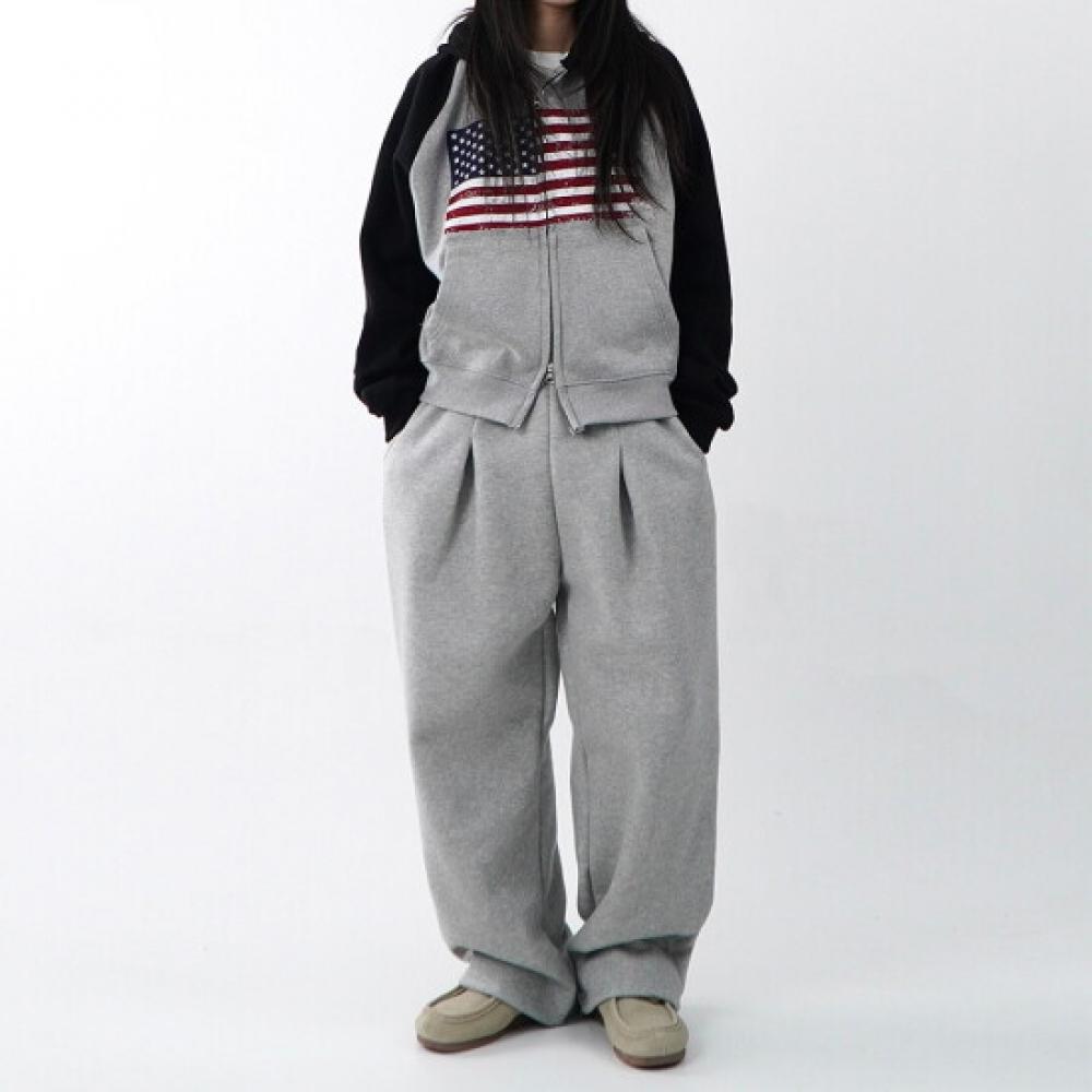 Onl Women Fleece One Tuck Banding Pin Tuck Wide Pants Training Pants