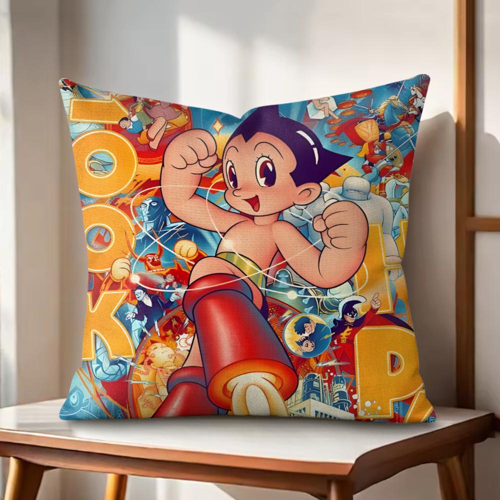 Anime Comic AAstro Boy Cushion Cover Natural Linen Organic Fabric DoubleSided Printing Couch Pillow Covers Home Decor