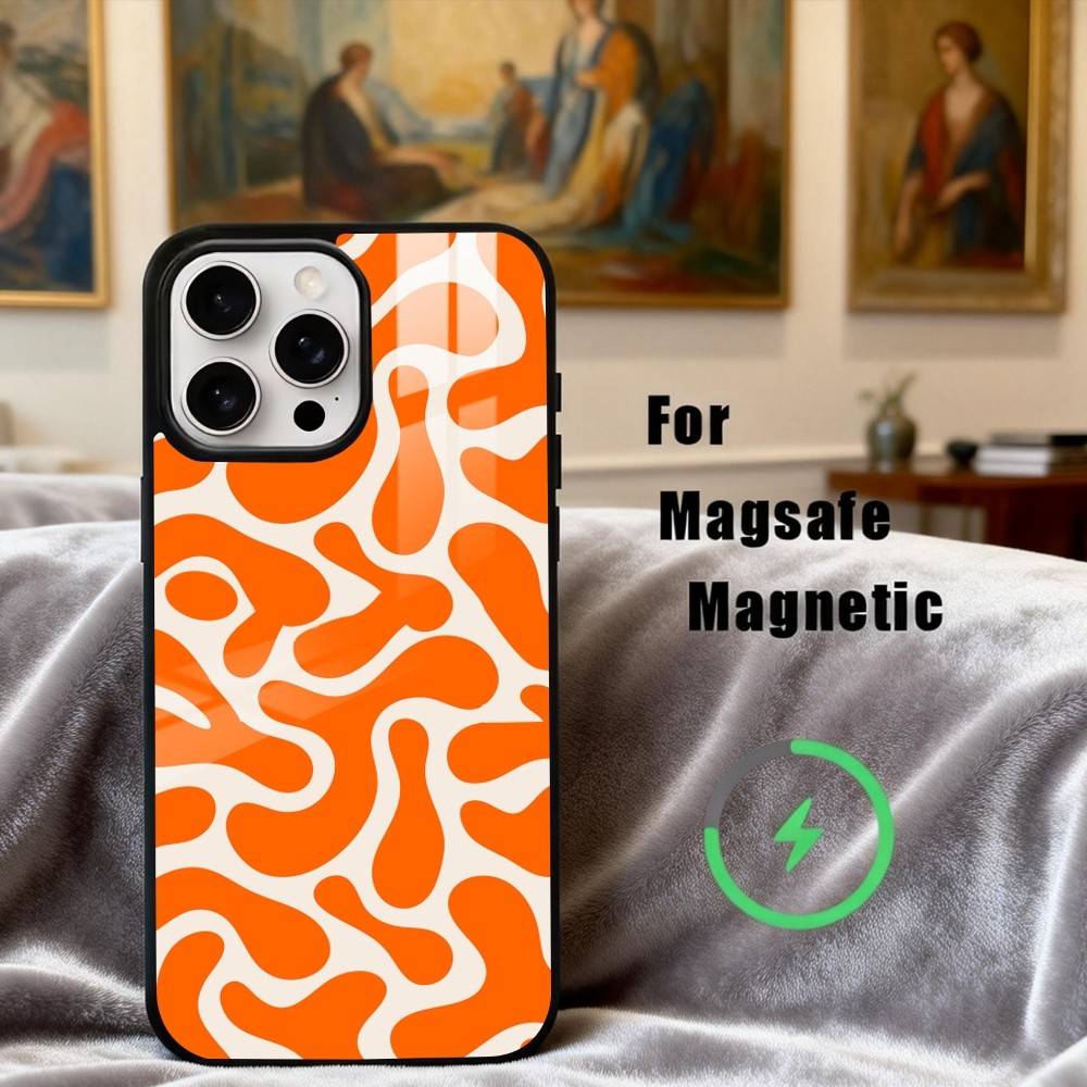 R-Retro P-Pattern Phone Case For iPhone17,16,15,14,13,12,11 Plus,Pro Max Magnetic For Magsafe Wireless Charging