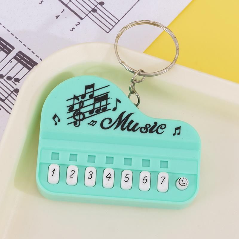 Mini Functional Piano Keychain Playable Buttons Soft Touch Cute Cartoon Music Pattern Creative Gift for Students