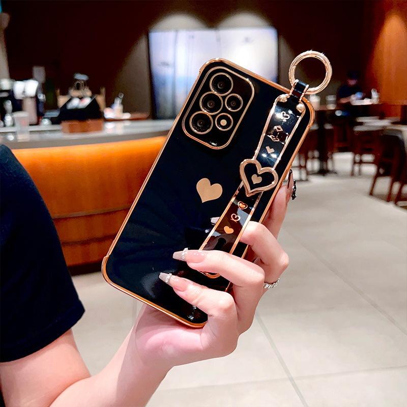 Applicable To Samsung A53 Side Love Wristband Bracket Mobile Phone Case S24ULTRA Electroplating Anti-drop S23U Soft Protection