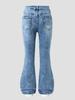 Trendy Heart Embroidery Flared Jeans for Teen Girls - Europe & America Exclusive