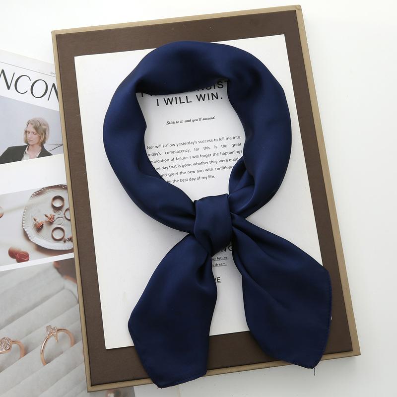 70cm Solid Color Small Square Scarf Women Trendy Versatile Neck Scarf Match Blazer Shirts Decorative Bandana