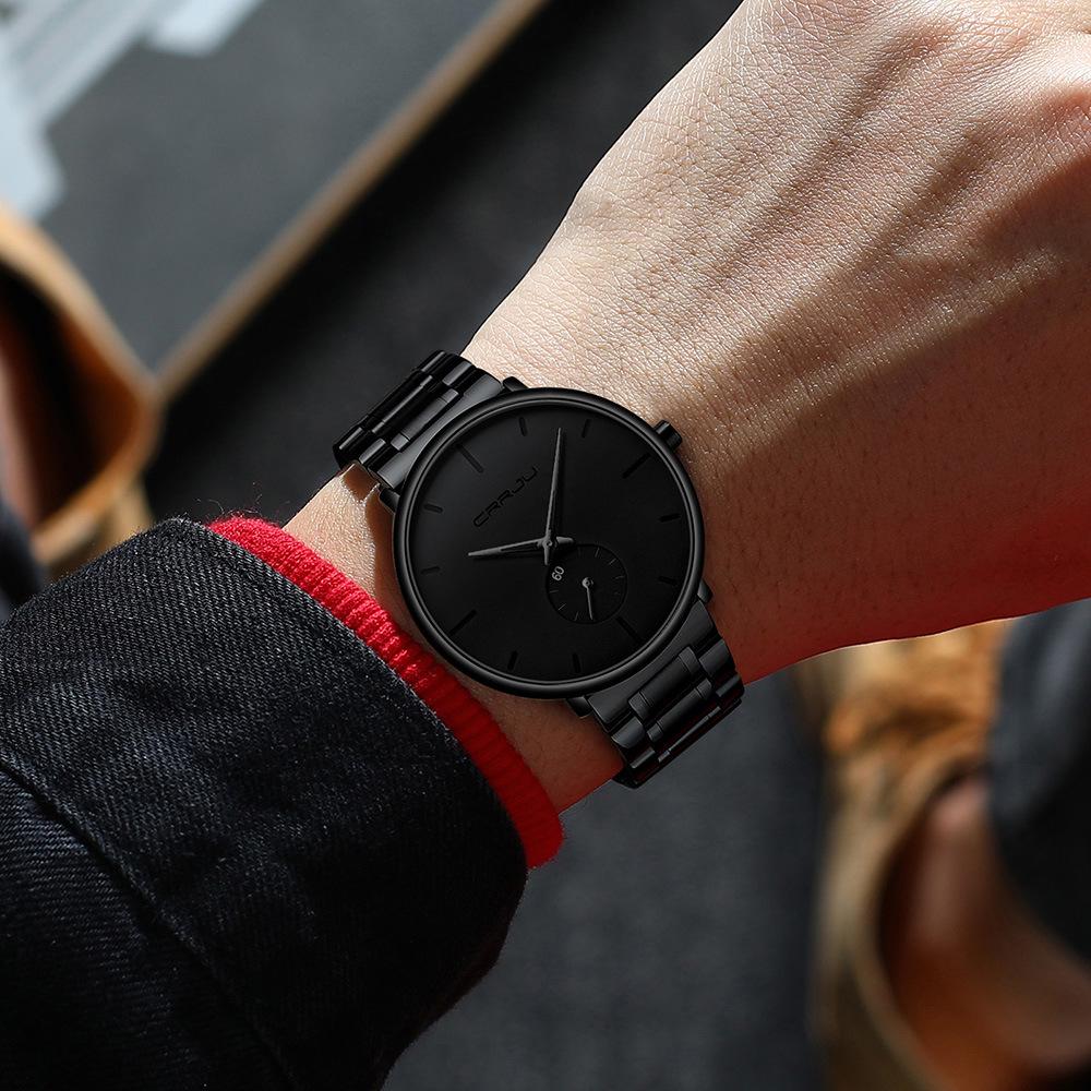 CRRJU 2150 Men's Ultra-thin Waterproof Steel Band Watch