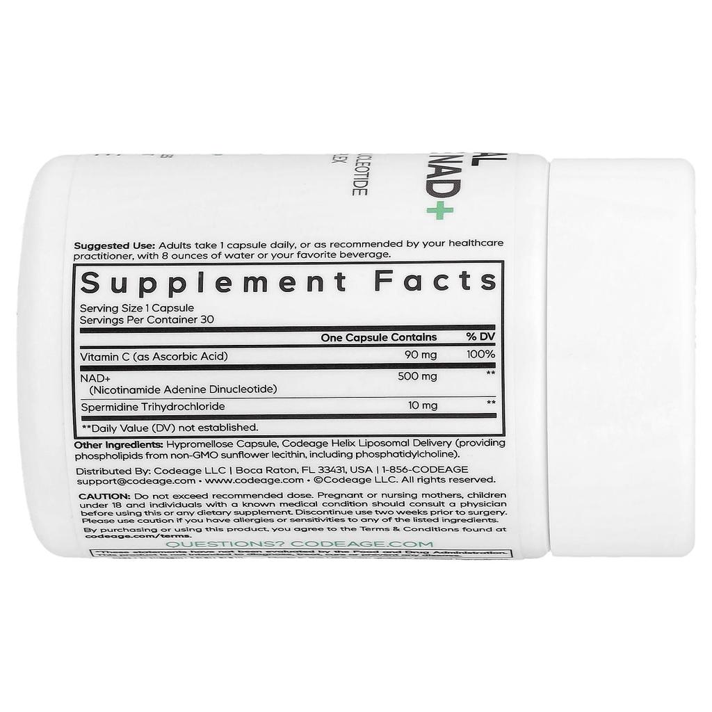 Codeage, Liposomal Spermidine NAD+, 30 Veggie Capsules