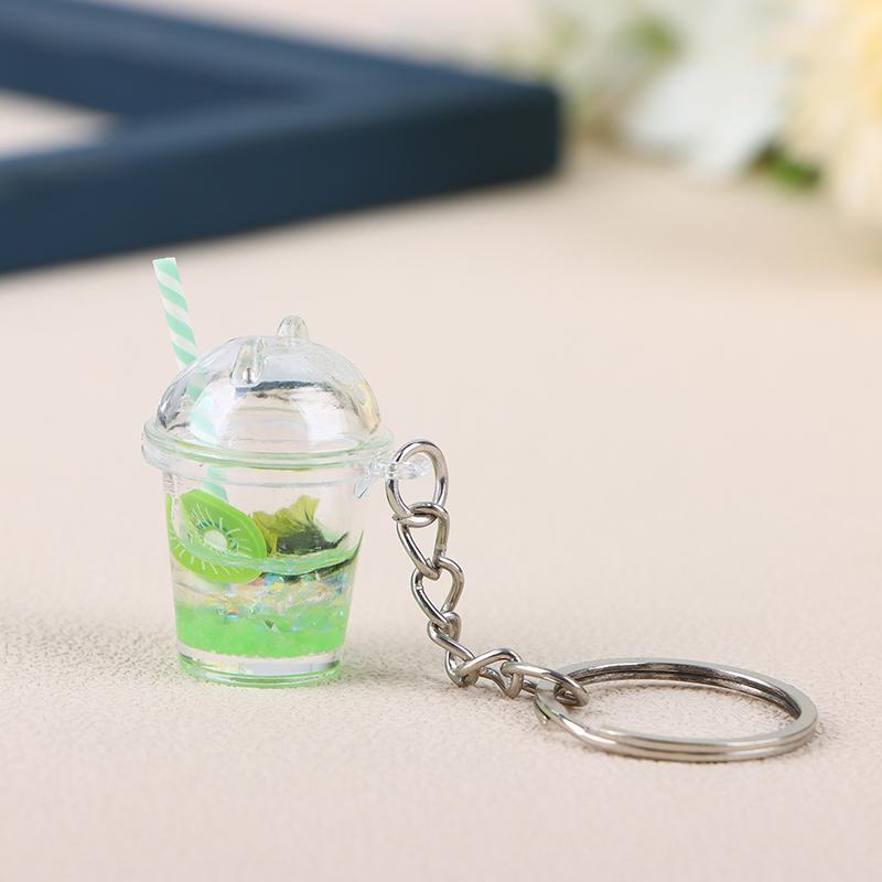 1Pc  Creative Mini Luminous Milk Bubble Tea Cup Keychain For Women Men Cute Bag Pendant Car Key Ring Jewelry Gifts