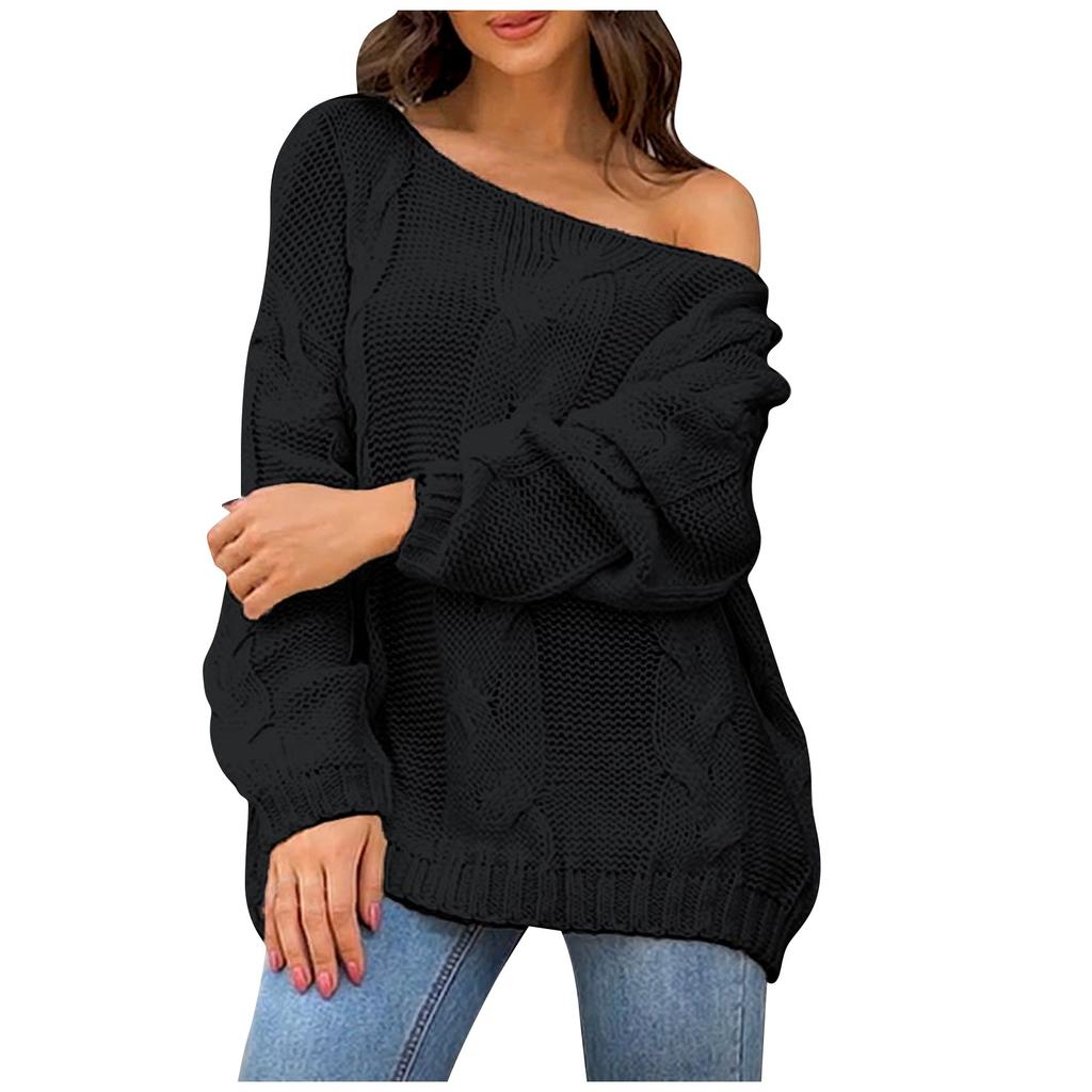 Women's  And Winter Knit Fashion Solid Color Pullover Long Sleeve Sweater