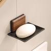 Bathroom Non Perforated Soap Box Toilet Wall Mounted Soap Dish Holder Walnut and Beech Wood Light Luxury Soap Holder