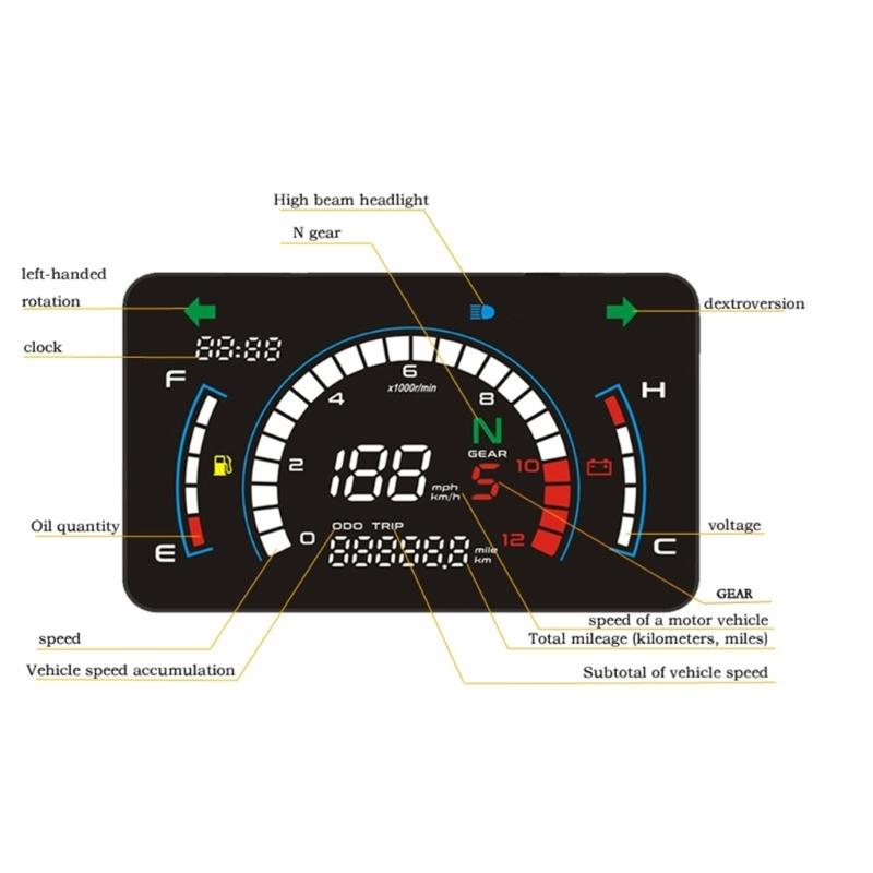 Motorcycle Digital Instrument Panel 12V Speed and Mileage Display Suitable for CG125, ITALIKA EX125 FORZA125 FT125 Bikes