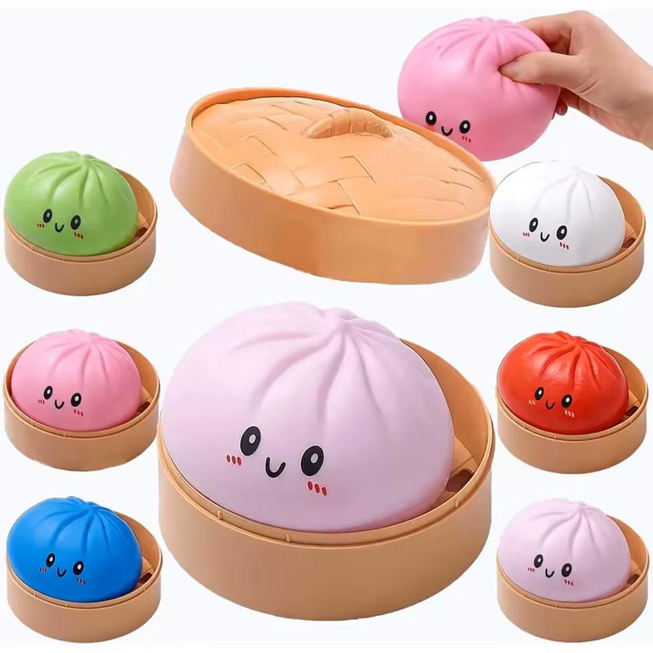 Cute Steamed Bun Anti-Stress Fidget Toy - Slow Rebound Foam Squishy Decompression Toy for Kids & Adults