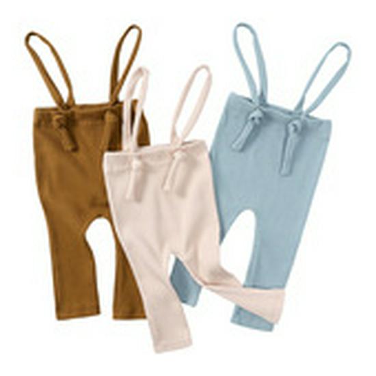 Children's Spring Summer Ribbed Flare Pants - Solid Color Elastic Casual Wear for Baby Girls and Toddlers